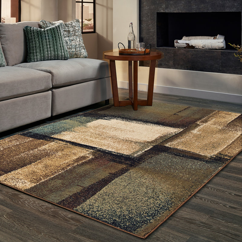 Fleur De Lis Living Griffiths Power Loom Performance Brown/ Blue Rug
